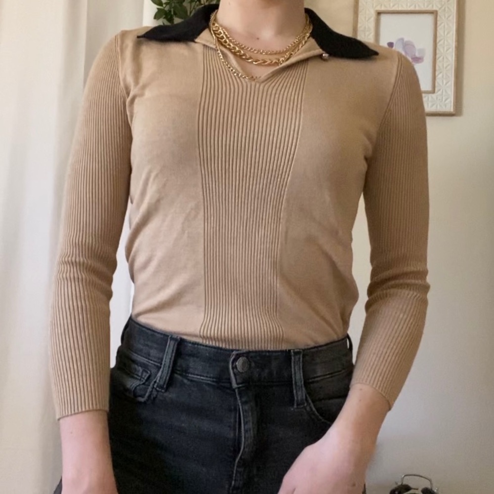Karl Lagerfeld tan fitted sweater